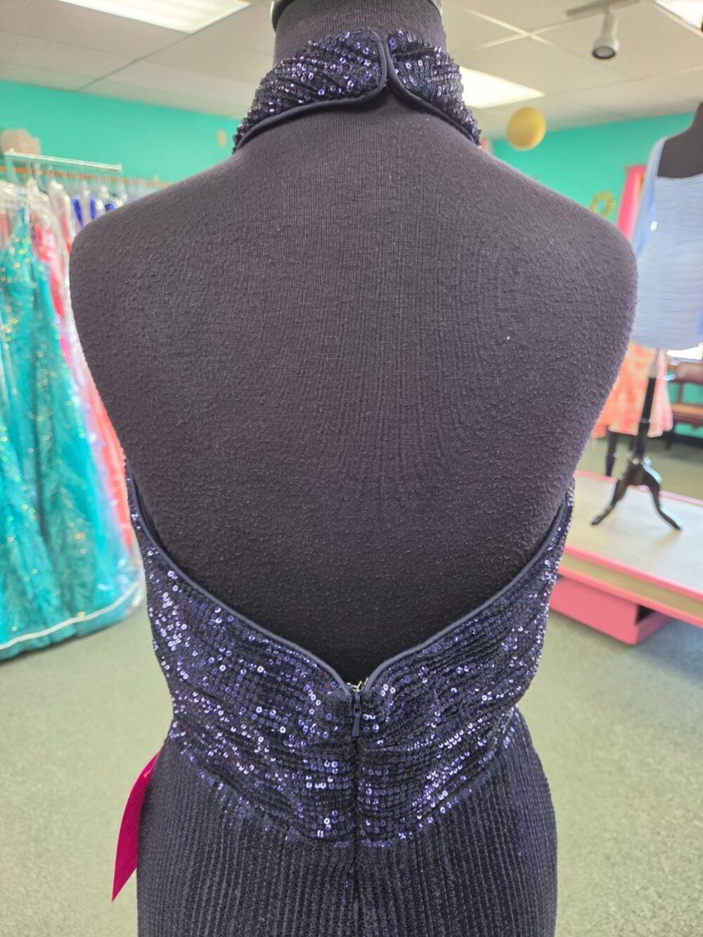 Homecoming Short Dress Private Label Maura Size 8 Navy Blue Sequin Formal - Picture 6 of 7